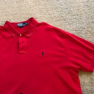 Men’s red polo shirt